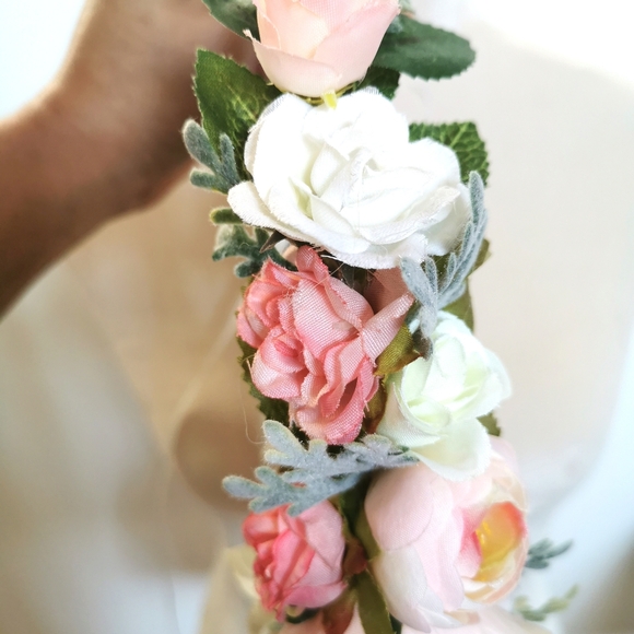 Floral flower crown wreath blush pink ivory buttercream main image 5